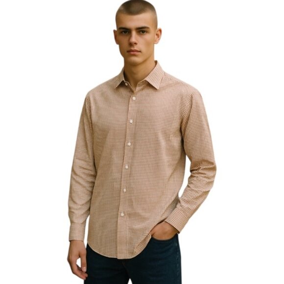 Canali Other - Canali Orange and Blue Gingham Long Sleeve Button Down Cotton Shirt EUC